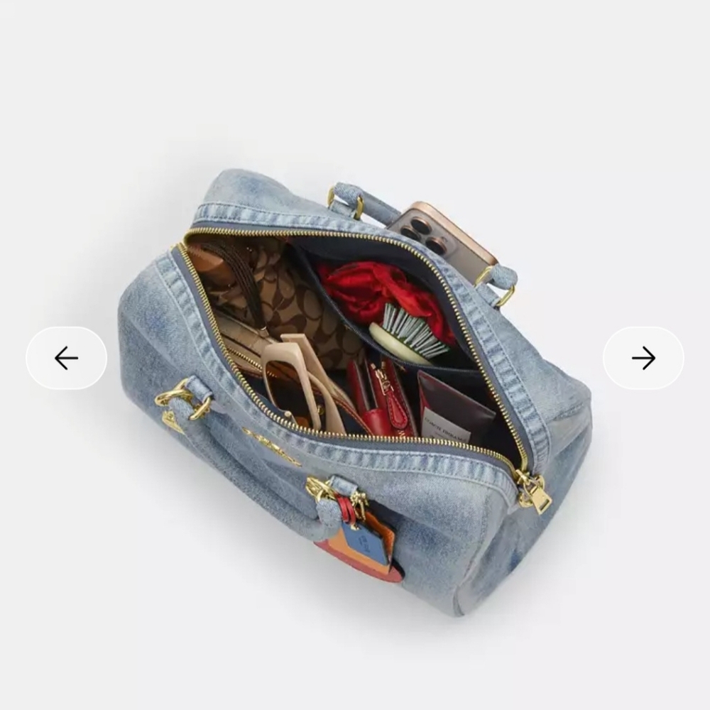 NWT- Coach Large Rowan In Loved Denim w/ OUT Charms- Price is FIRM. - Picture 8 of 8